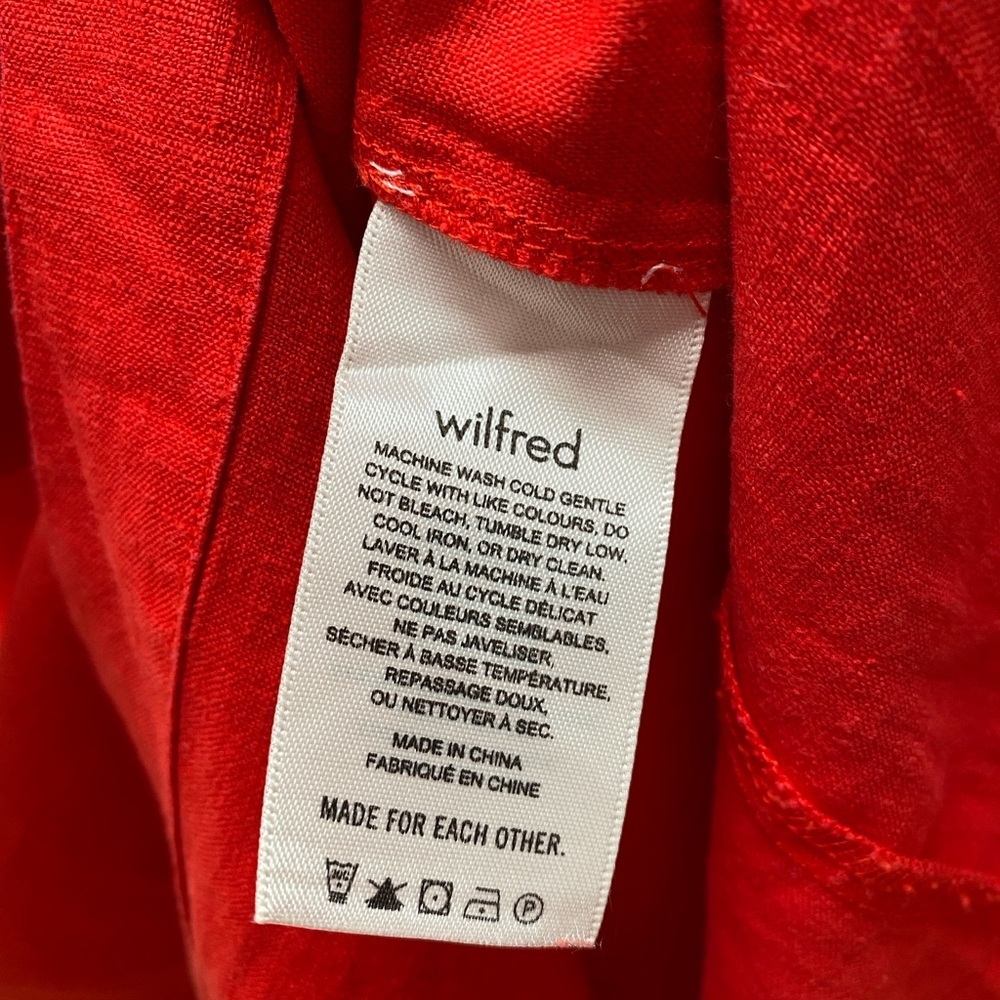 Aritzia - Wilfred Naeva Pure Linen Red Button-Up Women's Dress - Picture 8 of 8
